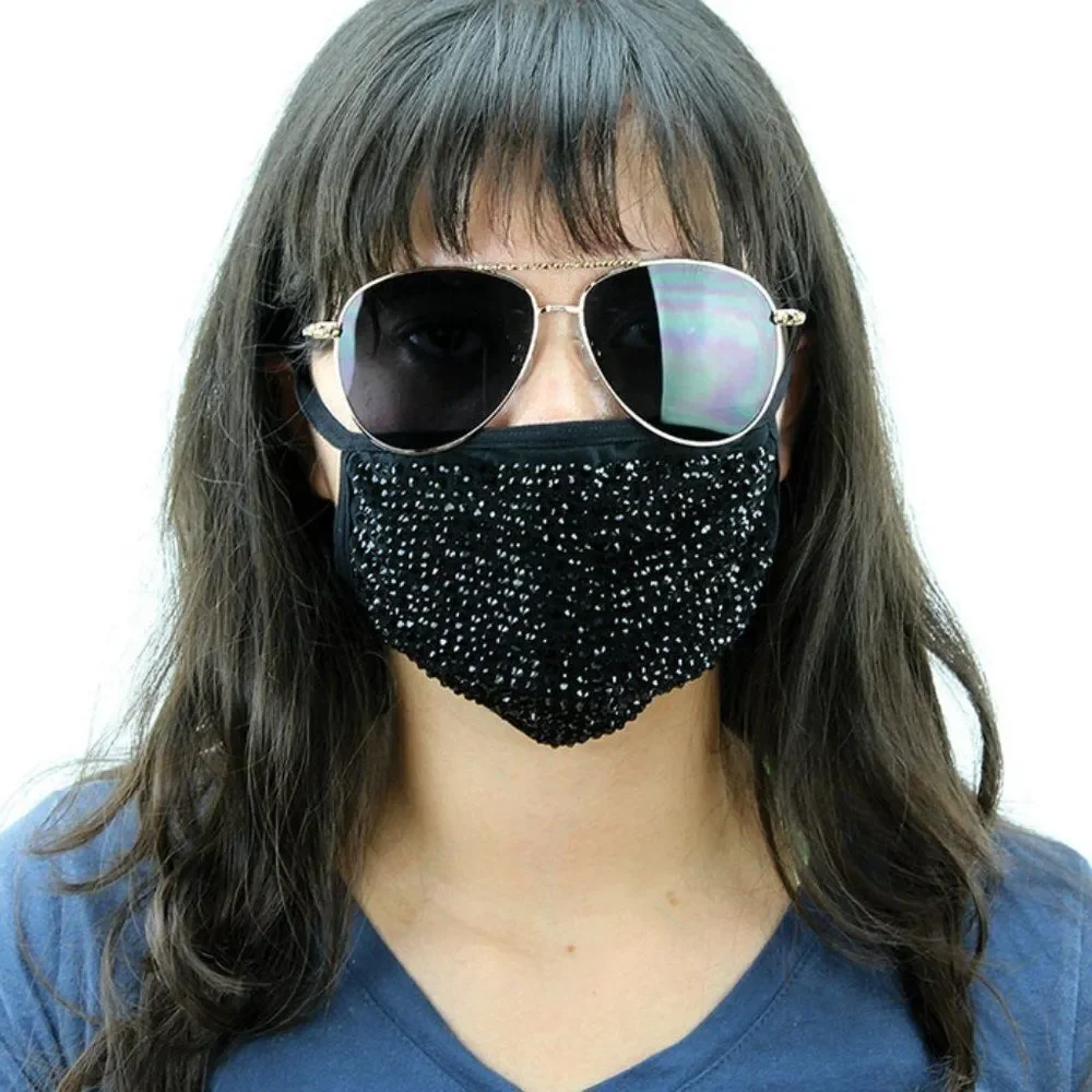 Rhinestone Face Mask In Polyester Material - HOST PICK!!!